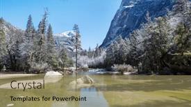  Presentation with yosemite - PPT theme consisting of hiker-in-yosemite-national-park background and a coral colored foreground