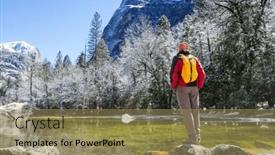  Presentation with yosemite - Presentation theme having hiker-in-yosemite-national-park background and a coral colored foreground
