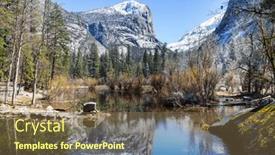  Presentation with yosemite - PPT layouts featuring hiker-in-yosemite-national-park background and a tawny brown colored foreground