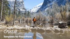  Presentation with yosemite - Presentation theme with hiker-in-yosemite-national-park background and a coral colored foreground