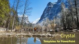  Presentation with yosemite - Presentation with hiker-in-yosemite-national-park background and a tawny brown colored foreground