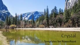  Presentation with yosemite - Presentation theme consisting of hiker-in-yosemite-national-park background and a gold colored foreground
