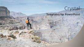  Presentation with oman - Amazing PPT theme having hiker-is-enjoying-the-view backdrop and a light blue colored foreground