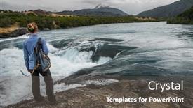  Presentation with chile - Cool new slides with hiker-lady-stands backdrop and a dark gray colored foreground