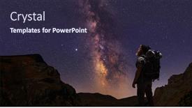  Presentation with night stars - Slide deck with hiker-looking-at-a-mountain background and a wine colored foreground