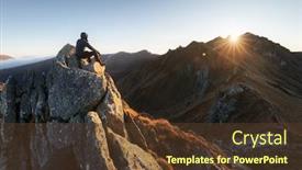  Presentation with sunrise - Colorful slide set enhanced with hiker-looking-at-sunrise-during backdrop and a tawny brown colored foreground