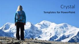  Presentation with blanc - Slide set with hiker-looking-at-the-mont background and a light blue colored foreground