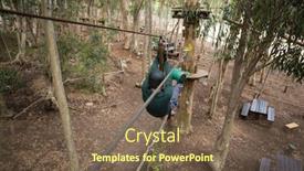  Presentation with forest - Beautiful presentation design featuring hiker-man-going-down backdrop and a violet colored foreground