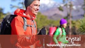  Presentation with volcano - Amazing presentation theme having hiker man hiking - healthy active lifestyle hiker couple hiking in beautiful mountain nature landscape woman and man hikers walking during hike on volcano teide tenerife canary islands spain backdrop and a tawny brown colored foreground