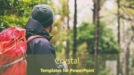  Presentation with winter forest - Slide set consisting of hiker-man-hiking-in-forest background and a tawny brown colored foreground