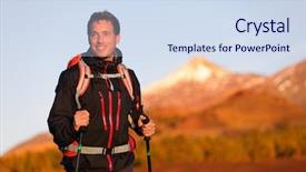  Presentation with healthy living - PPT theme consisting of hiker man hiking living healthy active lifestyle trekking male model walking in beautiful mountain nature landscape on volcano teide tenerife canary islands spain background and a sky blue colored foreground