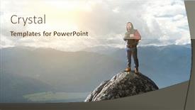  Presentation with mountains - PPT layouts consisting of hiker-man-in-mountains-mixed background and a cream colored foreground