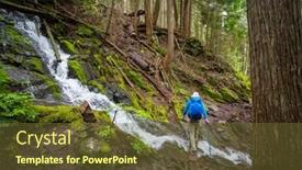  Presentation with canadian - Slide deck enhanced with hiker-near-beautiful-waterfall background and a tawny brown colored foreground