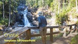  Presentation with canadian - PPT theme with hiker-near-beautiful-waterfall background and a tawny brown colored foreground