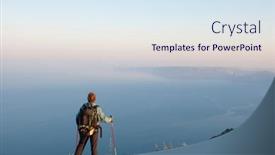  Presentation with seashore - Slide deck with hiker on a peak enjoys seashore landscape background and a sky blue colored foreground