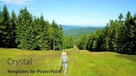 Presentation with mountain top - Presentation enhanced with hiker-on-a-trip background and a gold colored foreground