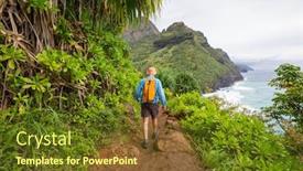  Presentation with hawaii - Cool new presentation theme with hiker on the trail in green jungle hawaii usa backdrop and a tawny brown colored foreground