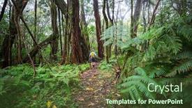  Presentation with hawaii - Slide deck with hiker on the trail in green jungle hawaii usa background and a tawny brown colored foreground