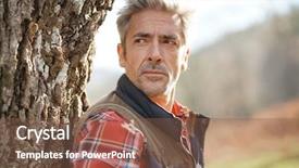  Presentation with journey - Colorful presentation theme enhanced with hiker relaxing by tree on trekking journey backdrop and a tawny brown colored foreground