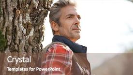  Presentation with journey - Presentation design featuring hiker relaxing by tree on trekking journey background and a tawny brown colored foreground