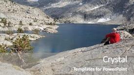  Presentation with nevada - PPT layouts enhanced with hiker-rests-lakeside-high-up background and a gray colored foreground