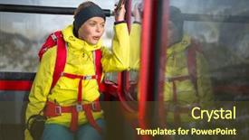  Presentation with walking - Colorful slide deck enhanced with hiker riding in a cable backdrop and a  colored foreground