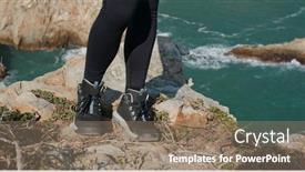  Presentation with stand - PPT theme enhanced with hiker-stand-on-the-top background and a coral colored foreground