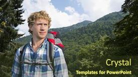  Presentation with trees - Audience pleasing theme consisting of hiker-surrounded-by-trees backdrop and a tawny brown colored foreground