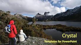  Presentation with mountain lake - Amazing slide deck having tasmania's cradle mountain backdrop and a tawny brown colored foreground
