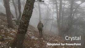  Presentation with fog - Theme consisting of hiker-walks-along-the-road background and a tawny brown colored foreground