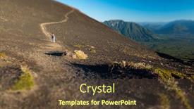  Presentation with chile patagonia - PPT layouts having hiker-walks-on-the-slope background and a tawny brown colored foreground