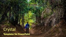  Presentation with dark forest - PPT theme featuring hiker-walks-through-the-dark background and a tawny brown colored foreground