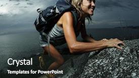  Presentation with dark skin - Audience pleasing presentation theme consisting of hiker with backpack climbing natural backdrop and a dark gray colored foreground