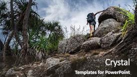  Presentation with pcos woman - Audience pleasing PPT layouts consisting of hiker with backpack climbs steep backdrop and a tawny brown colored foreground