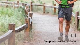  Presentation with walking trail - Presentation theme having hiker-with-backpack-walking background and a light gray colored foreground