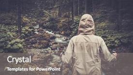  Presentation with electric pole electrical power poles - Colorful presentation theme enhanced with hiker with hiking poles looking backdrop and a gray colored foreground