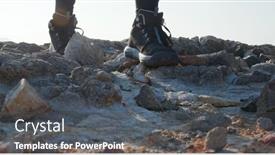  Presentation with mountain climb - Slide set featuring hiker-woman-climb background and a dark gray colored foreground