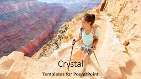  Presentation with grand canyon - Theme having hiker woman hiking in grand background and a lemonade colored foreground