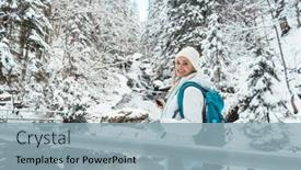  Presentation with waterfall woman - Presentation enhanced with hiker-woman-in-front background and a light blue colored foreground