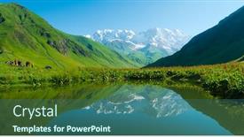  Presentation with camp - Amazing presentation design having hikers camp near ushguli svaneti georgia shkhara mountain in the background backdrop and a ocean colored foreground