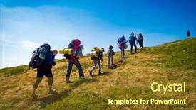  Presentation with trekking - Theme with abstract heart wave multicolor motion background and a  colored foreground.