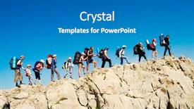  Presentation with trekking - Colorful slide deck enhanced with hikers group trekking in crimea backdrop and a gray colored foreground