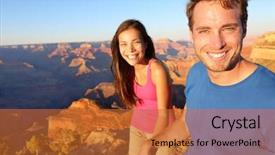 Presentation with grand canyon - Audience pleasing slides consisting of hikers image of happy young backdrop and a red colored foreground