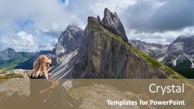 Presentation with hiking mountain - Presentation enhanced with hikers-in-the-dolomites-walk background and a coral colored foreground