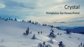  Presentation with hiking - Beautiful PPT theme featuring hikers in the winter mountains backdrop and a light blue colored foreground