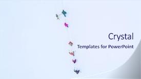  Presentation with mountain top - Cool new slides with group of hikers backdrop and a sky blue colored foreground