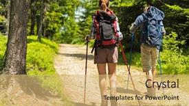  Presentation with trekking - Amazing PPT theme having hikers on path with trekking backdrop and a yellow colored foreground