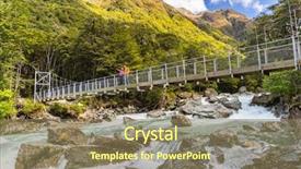  Presentation with new zealand - Cool new PPT layouts with hikers tourists crossing river bridge backdrop and a coral colored foreground