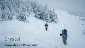  Presentation with earth day - Theme consisting of hikers-with-backpacks-make background and a  colored foreground