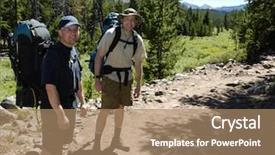  Presentation with walking trail - Theme enhanced with hiking along rocky trail toward background and a  colored foreground
